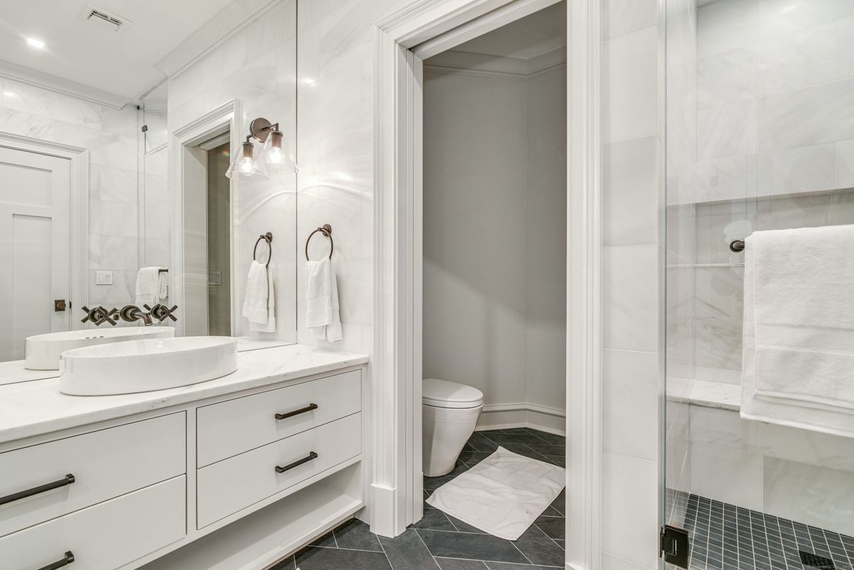 Bathroom, Glass Shower, Interior, Recessed Lighting