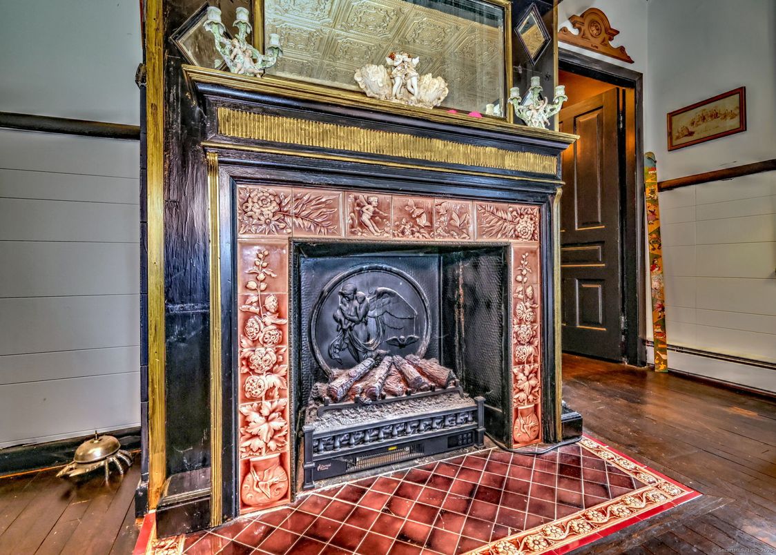 Fireplace, Interior, Wood Texture Flooring
