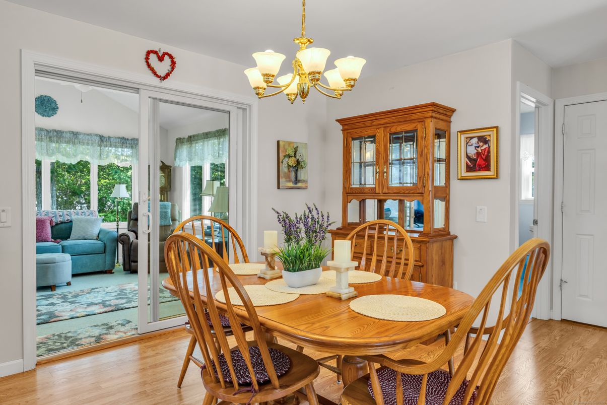 Chandelier, Dining room, Interior, Wood Texture Flooring