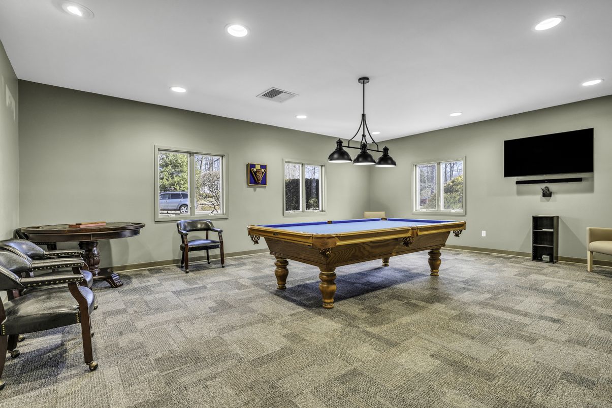 Billiard Table, Chandelier, Game Room, Interior, Pendant Lights, Recessed Lighting