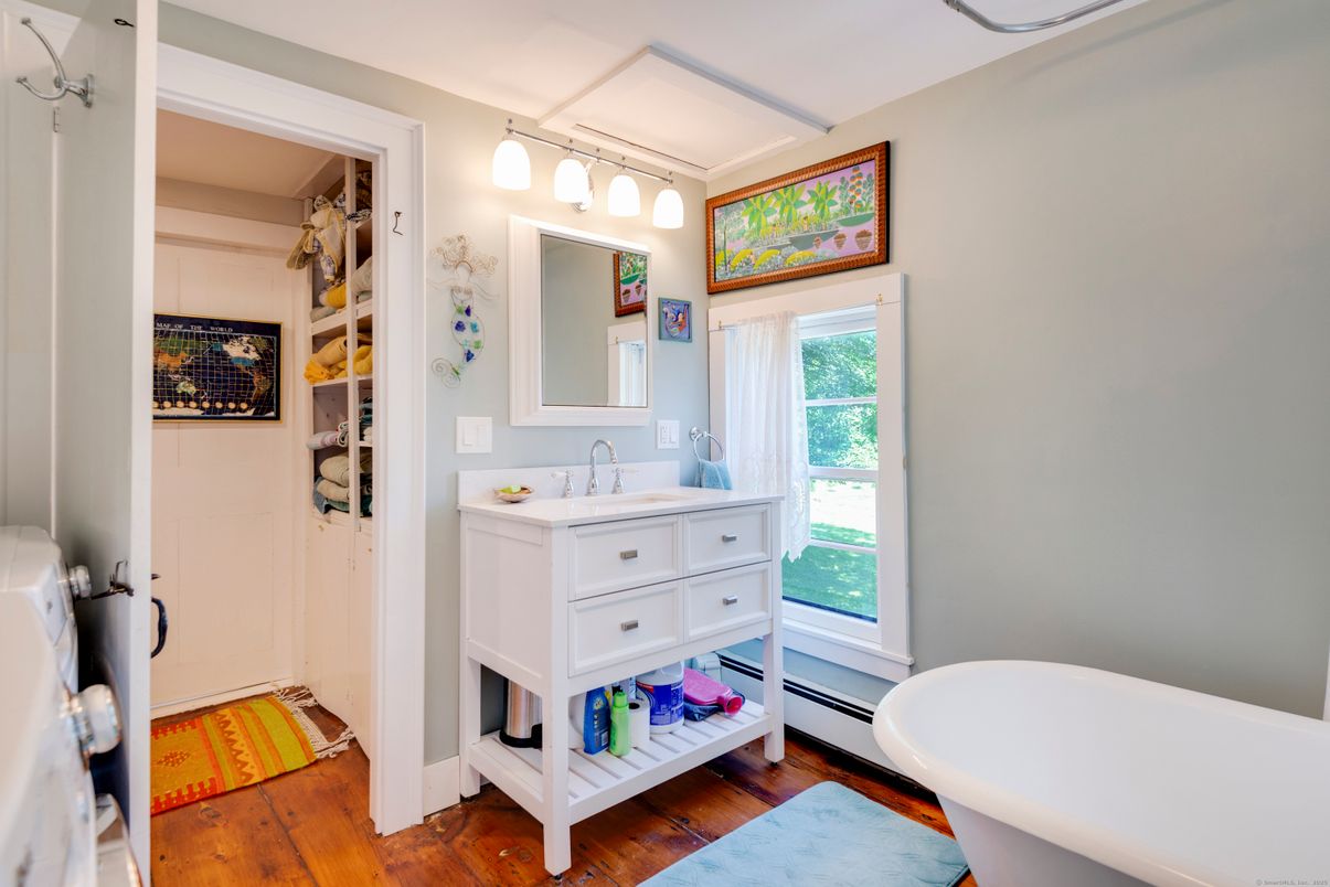 Bathroom, Free Standing Baths, Interior, Wood Texture Flooring