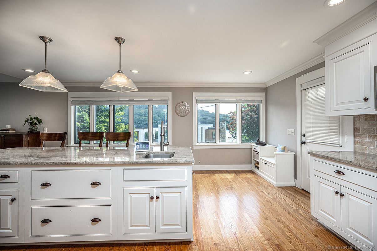 Interior, Kitchen, Pendant Lights, Recessed Lighting, Wood Texture Flooring