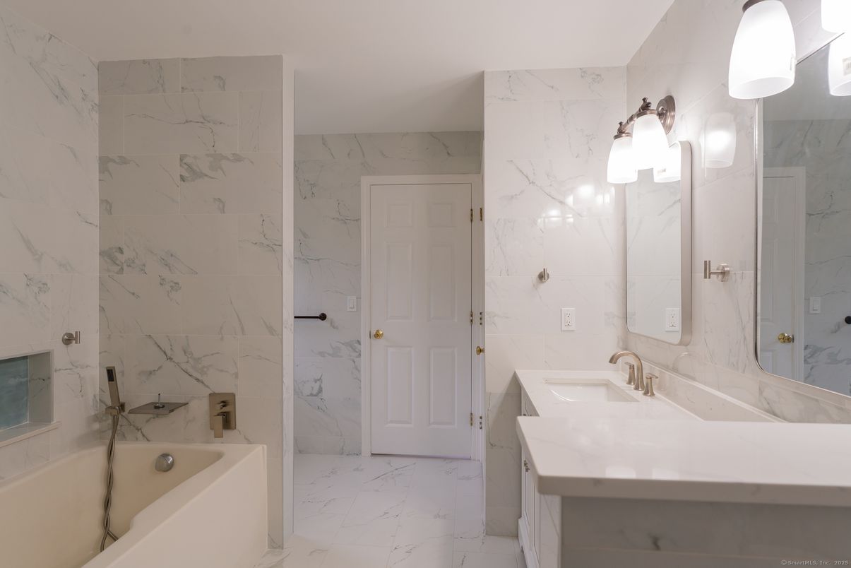 Bathroom, Dual Sink Vanities, Interior, Marble, Marble Walls