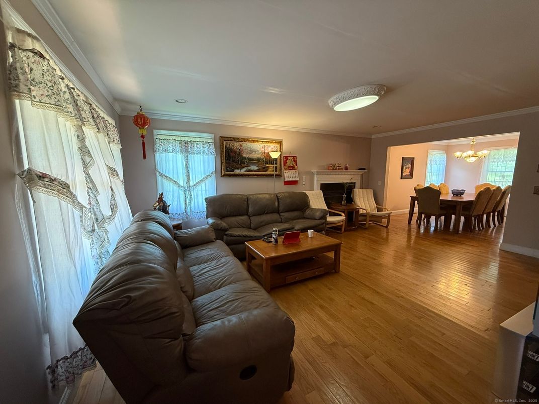 Dining room, Fireplace, Interior, Living room, Wood Texture Flooring