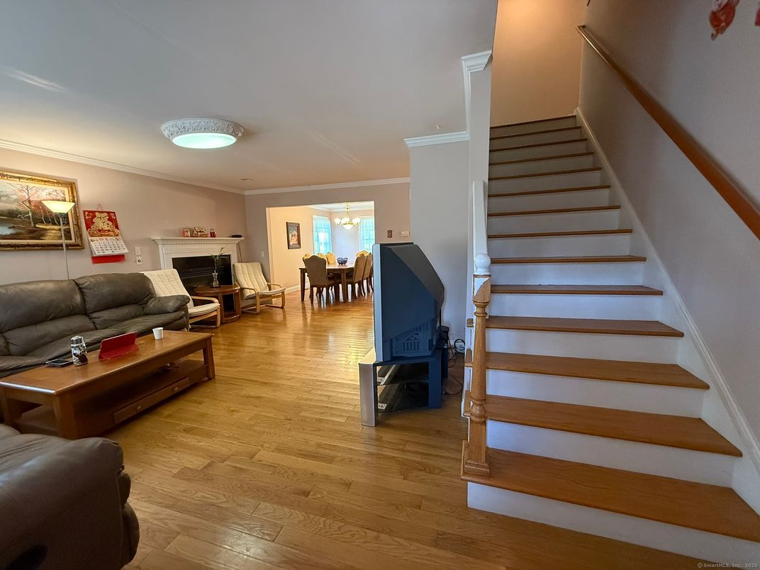 Dining room, Fireplace, Interior, Living room, Wood Texture Flooring