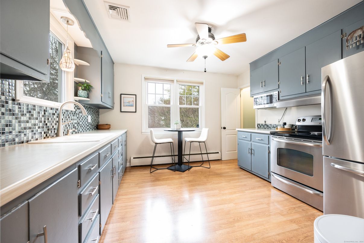 Interior, Kitchen, Stainless Steel Appliances, Wood Texture Flooring