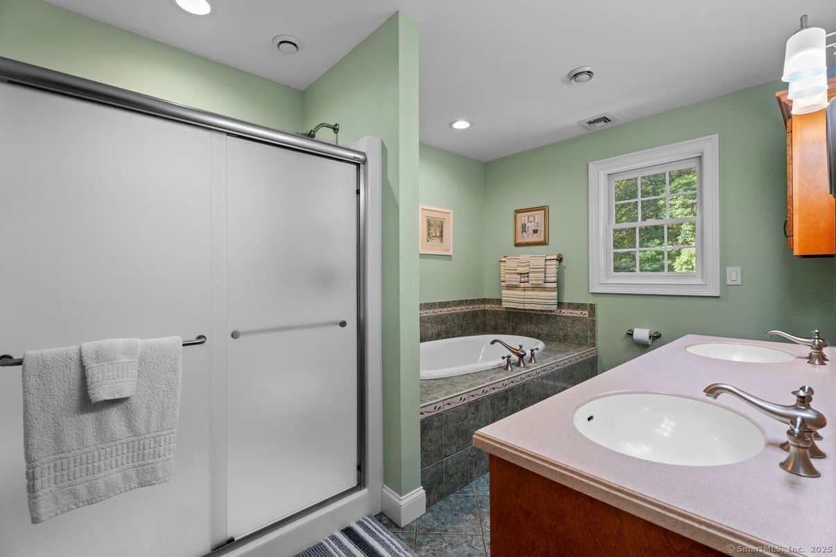 Bathroom, Dual Sink Vanities, Glass Shower, Interior, Recessed Lighting