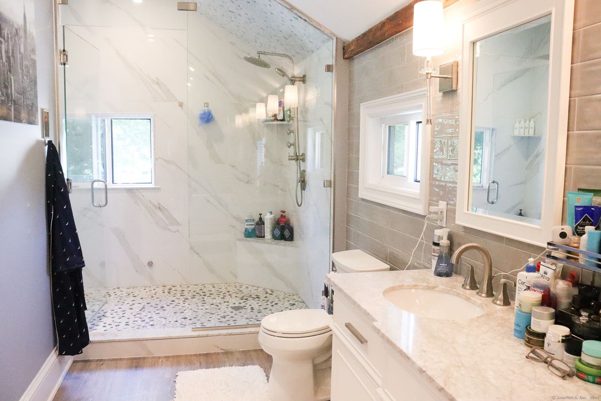 Bathroom, Glass Shower, Interior, Marble Walls