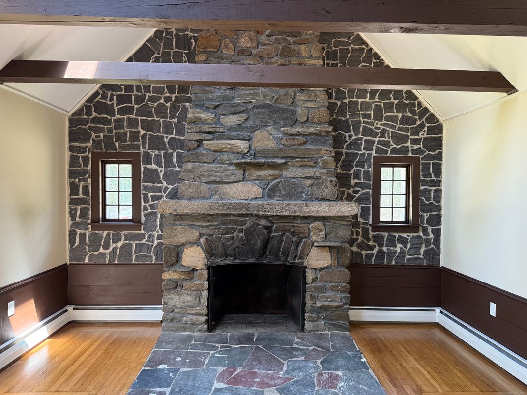 Fireplace, Interior, Stone Walls, Wooden Beams, Wood Texture Flooring