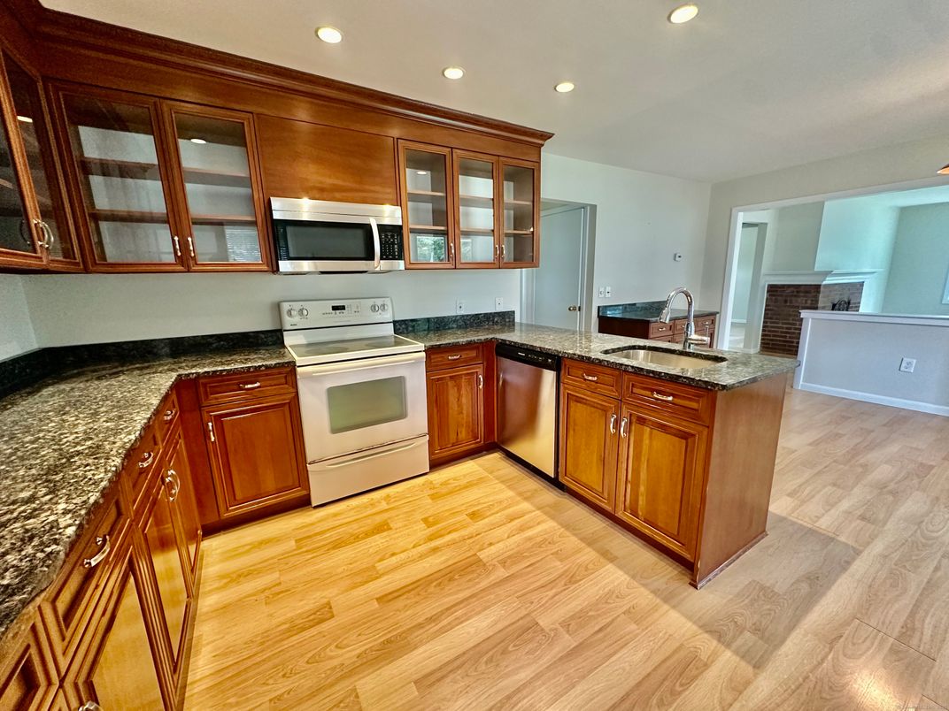 Interior, Kitchen, Recessed Lighting, Wood Texture Flooring