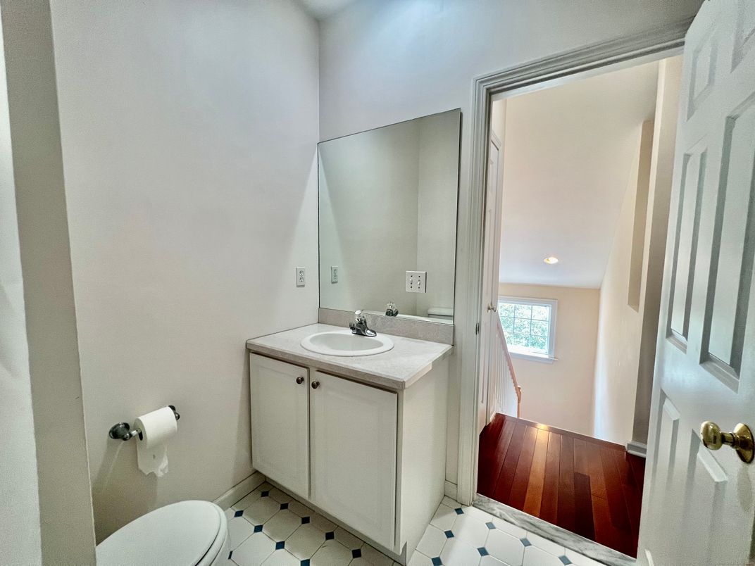 Bathroom, Dual Sink Vanities, Interior, Recessed Lighting, Wood Texture Flooring