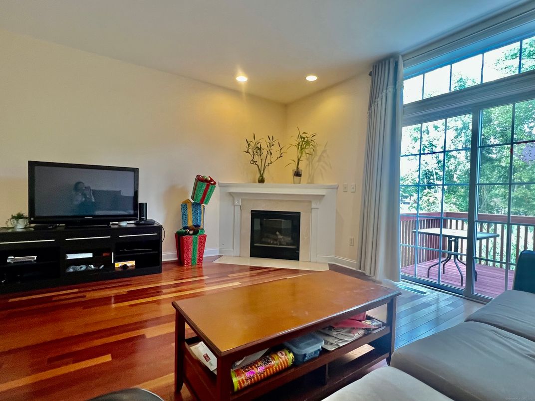 Fireplace, Interior, Recessed Lighting, Wood Texture Flooring