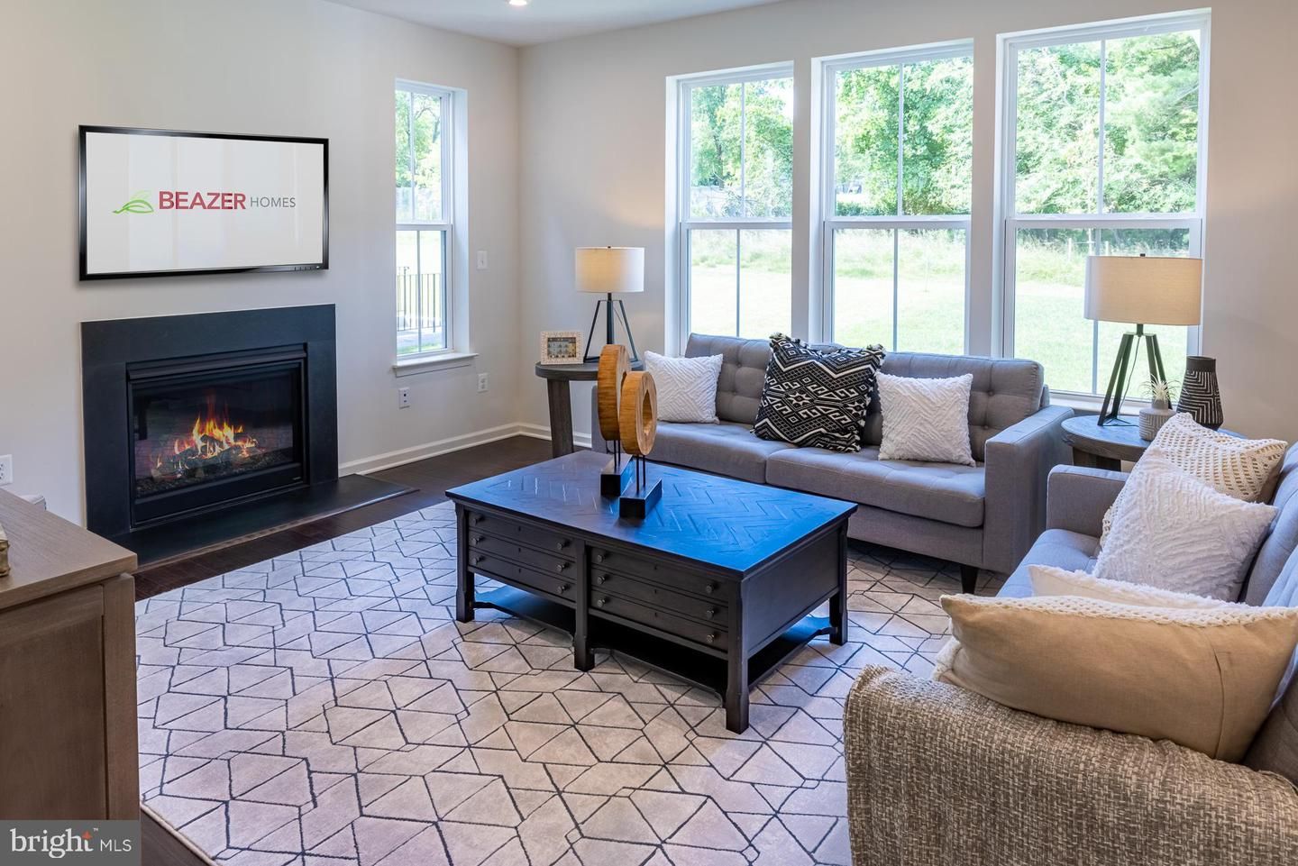 Fireplace, Interior, Living room, Recessed Lighting
