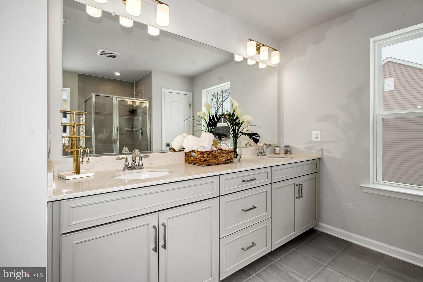 Bathroom, Dual Sink Vanities, Glass Shower, Interior