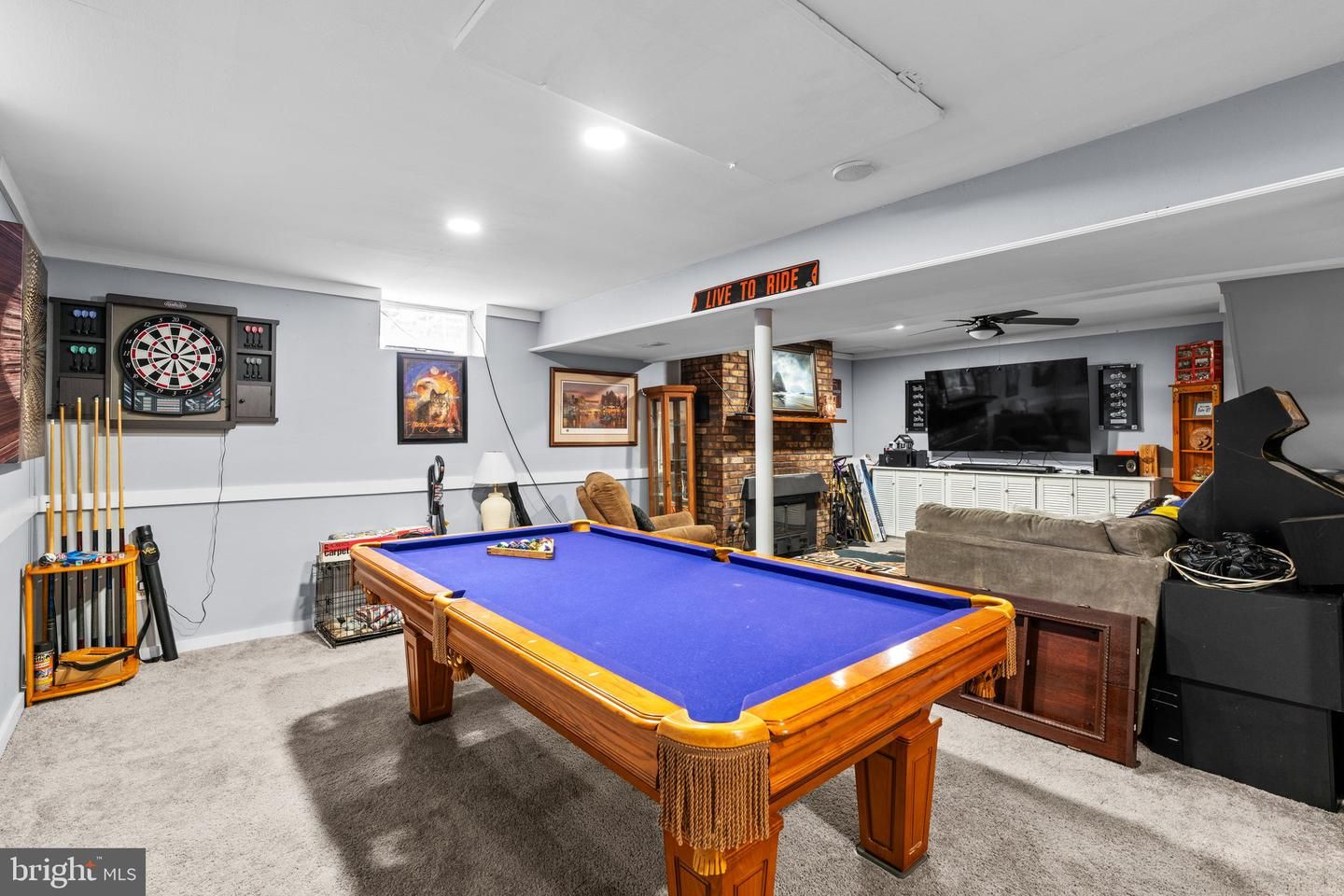 Billiard Table, Fireplace, Game Room, Interior, Recessed Lighting