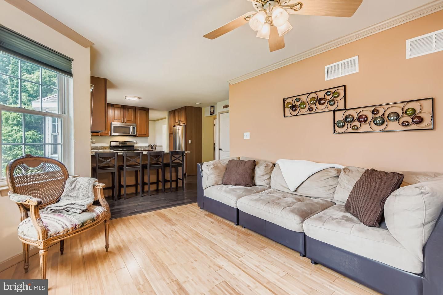 Interior, Kitchen, Living room, Stainless Steel Appliances, Wood Texture Flooring