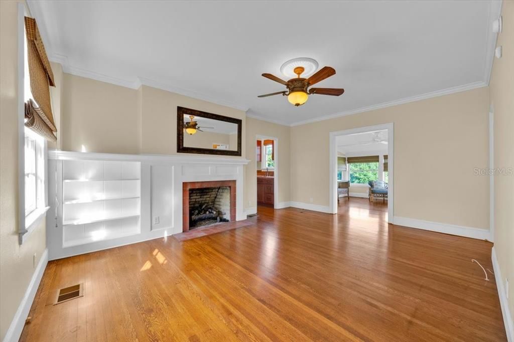 Empty room, Fireplace, Interior, Wood Texture Flooring