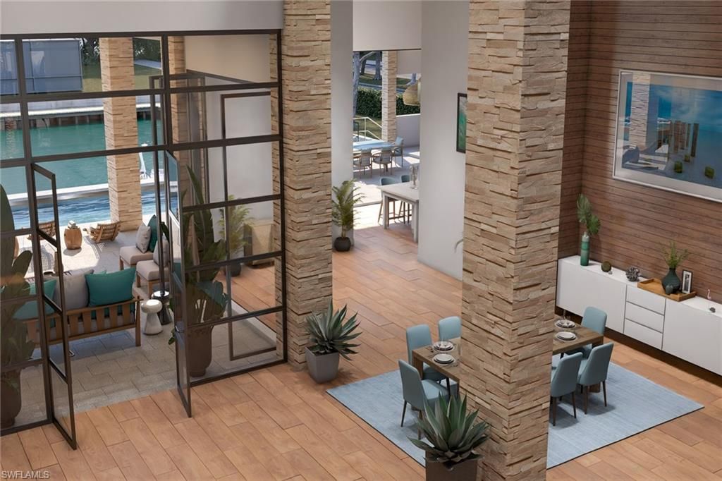 Home Office, Interior, Stone Walls, Wood Texture Flooring, Wooden Walls