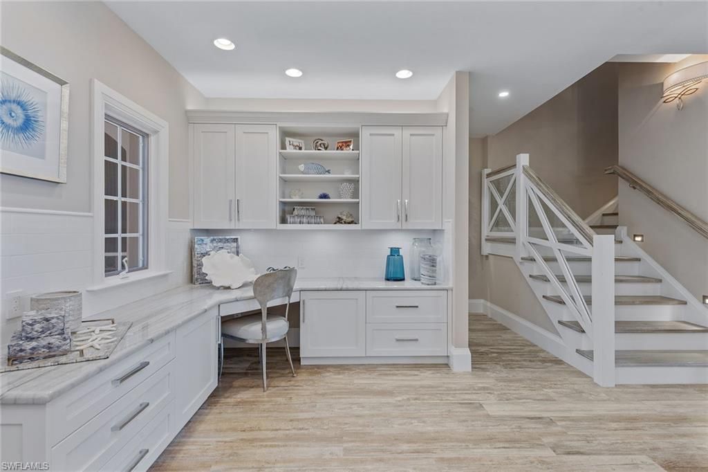 Home Office, Interior, Recessed Lighting, Wood Texture Flooring