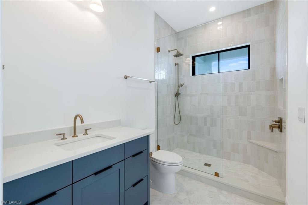 Bathroom, Glass Shower, Interior, Marble, Recessed Lighting