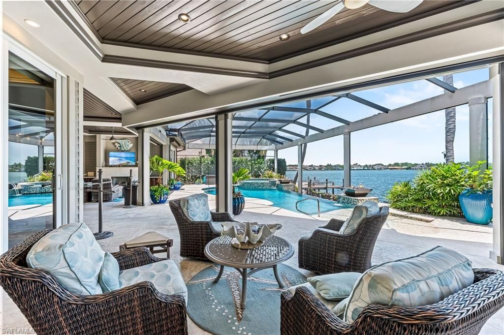 Glass Ceilings, Interior, Living room, Pool, Recessed Lighting, Sun Room, Water, Wooden Ceilings