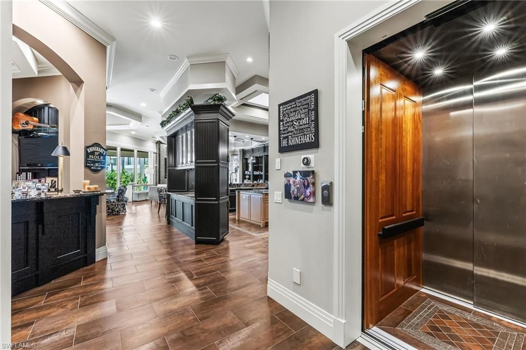 Elevator, Interior, Kitchen, Recessed Lighting, Wood Texture Flooring