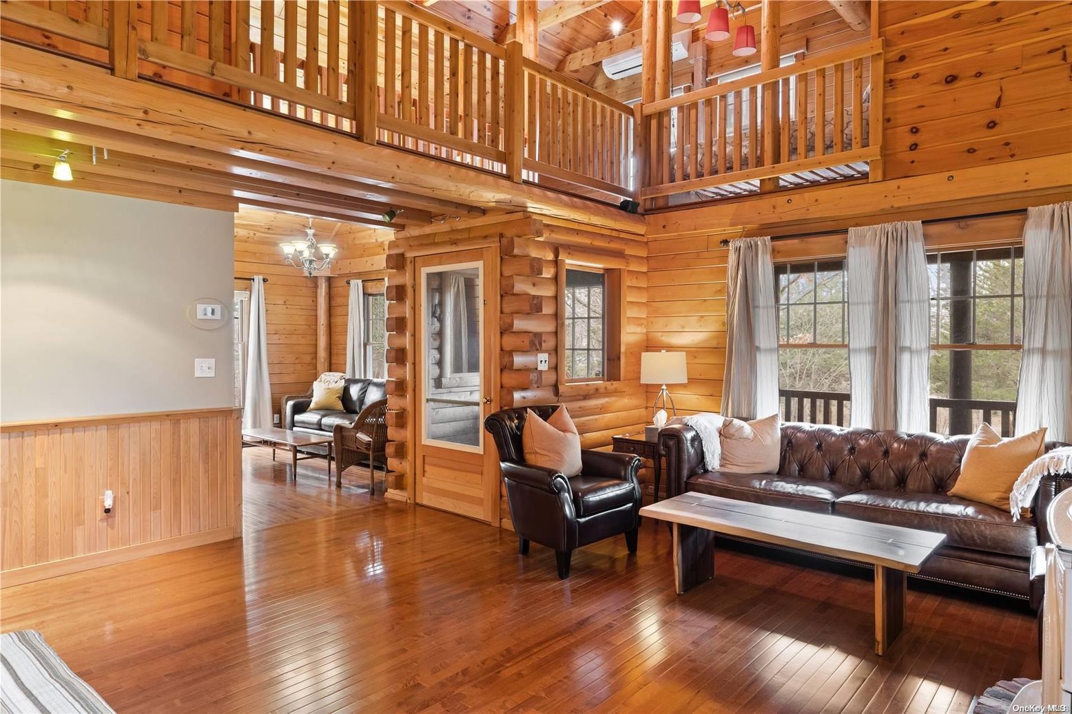 Chandelier, Interior, Living room, Wooden Beams, Wooden Ceilings, Wood Texture Flooring, Wooden Walls