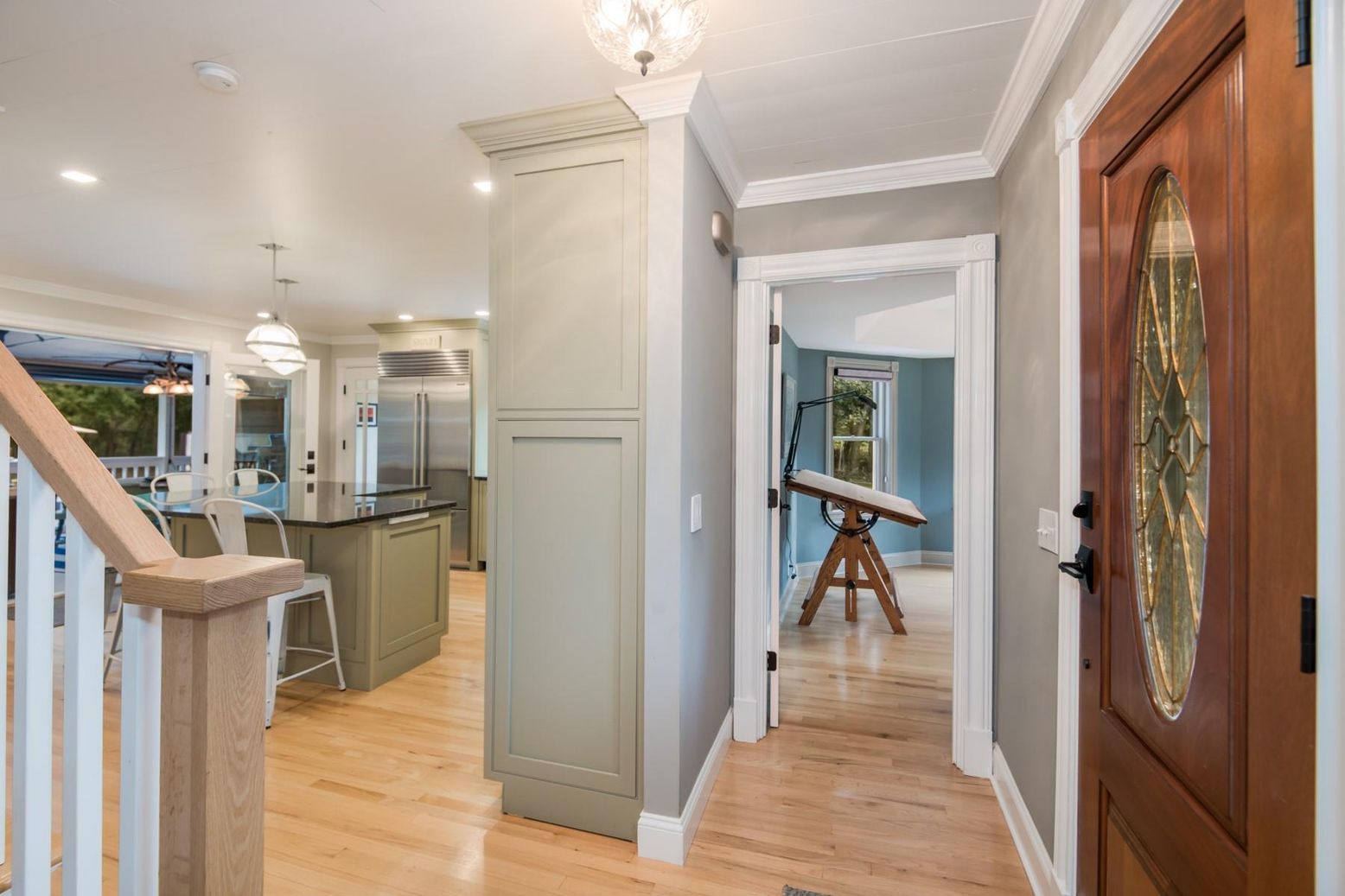 Interior, Kitchen, Pendant Lights, Recessed Lighting, Wood Texture Flooring