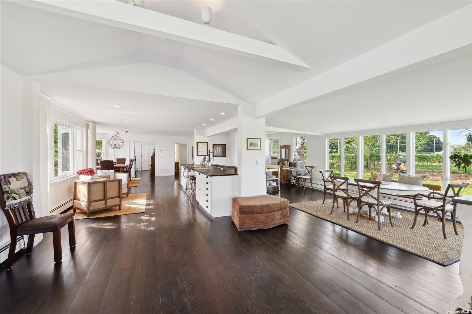 Dining room, Interior, Kitchen, Living room, Pendant Lights, Recessed Lighting, Wood Texture Flooring