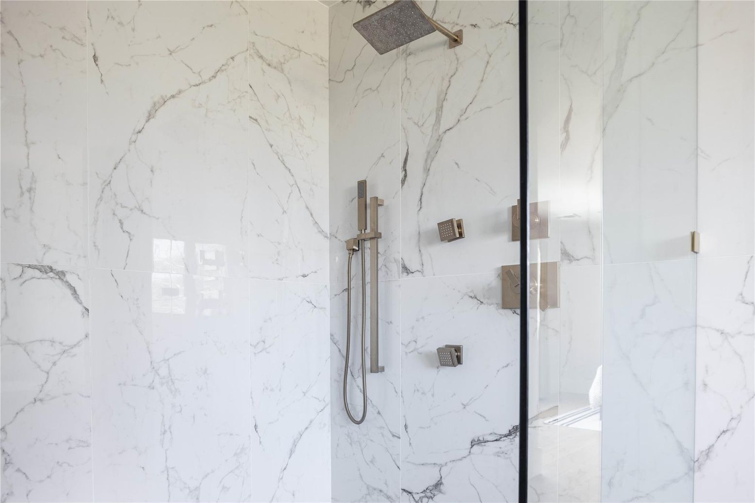 Bathroom, Glass Shower, Interior, Marble Walls