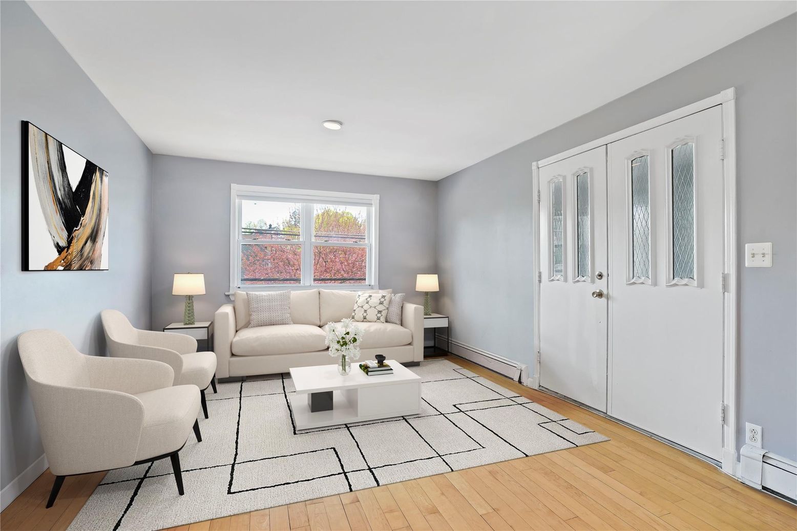 Interior, Living room, Recessed Lighting, Wood Texture Flooring