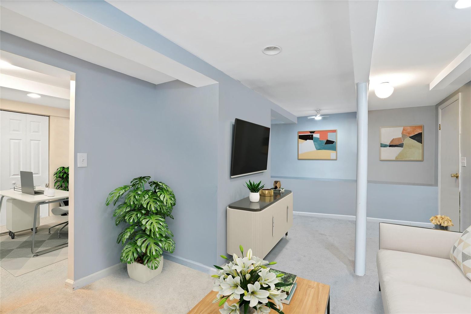 Home Office, Interior, Recessed Lighting