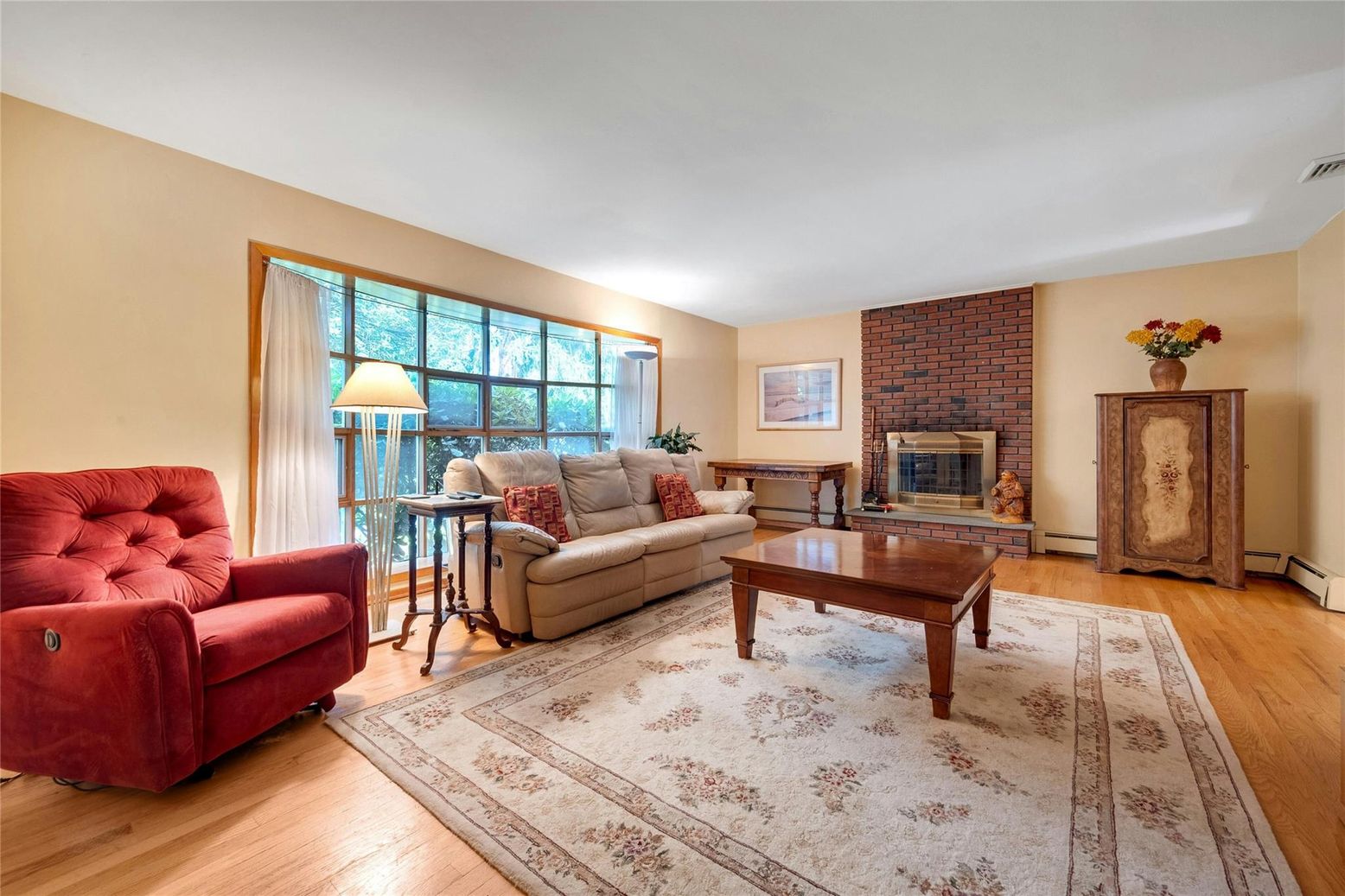 Fireplace, Interior, Living room, Stone Walls, Wood Texture Flooring