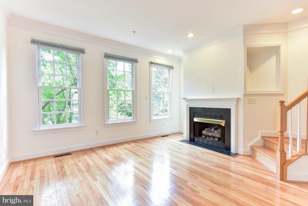 Empty room, Fireplace, Interior, Recessed Lighting, Wood Texture Flooring