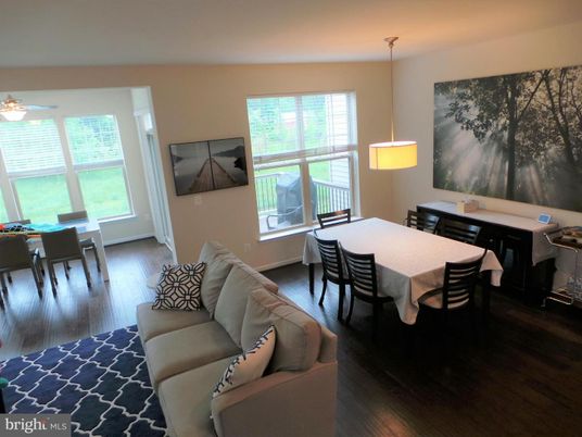 Dining room, Interior, Living room, Pendant Lights, Wood Texture Flooring