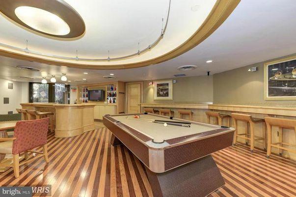 Billiard Table, Game Room, Interior, Recessed Lighting, Wood Texture Flooring
