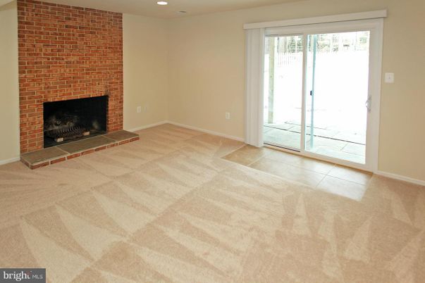 Empty room, Fireplace, Interior, Recessed Lighting, Stone Walls