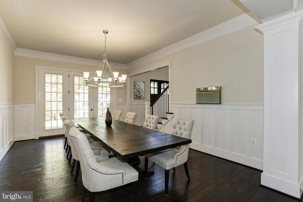 Chandelier, Dining room, Interior, Wood Texture Flooring