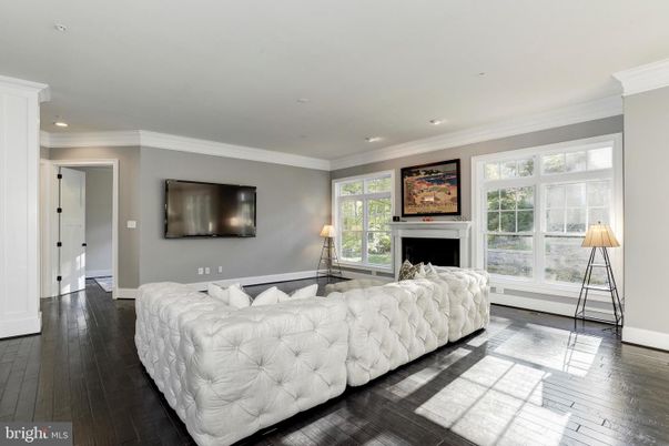 Bedroom, Fireplace, Interior, Living room, Recessed Lighting, Wood Texture Flooring