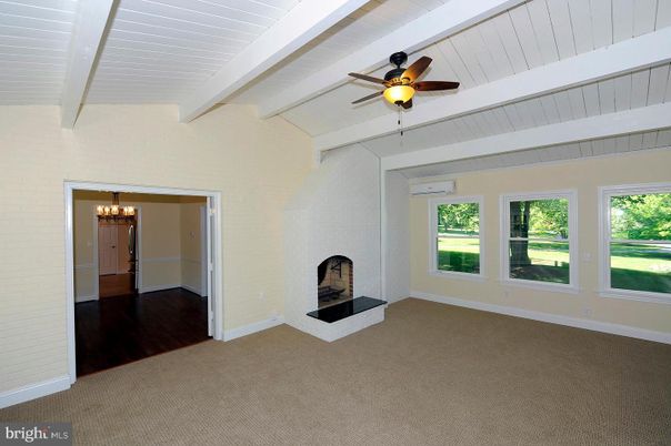 Chandelier, Empty room, Fireplace, Interior, Wood Texture Flooring