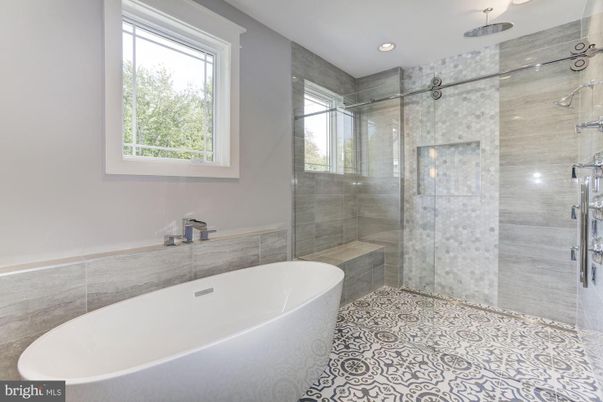 Bathroom, Free Standing Baths, Glass Shower, Interior, Recessed Lighting