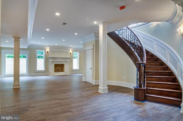 Fireplace, Interior, Recessed Lighting, Wood Texture Flooring