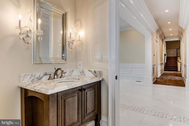 Bathroom, Dual Sink Vanities, Interior, Marble, Recessed Lighting