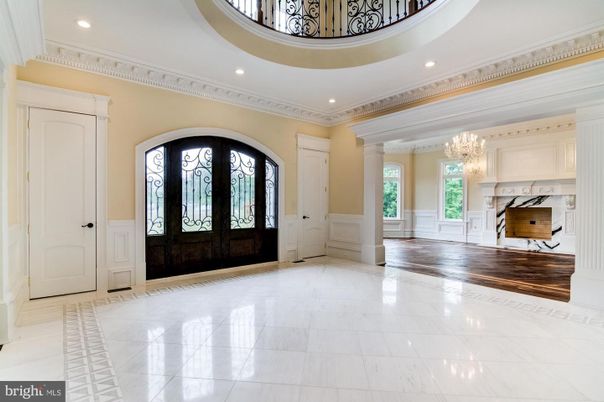 Chandelier, Interior, Marble, Recessed Lighting, Wood Texture Flooring
