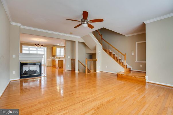 Empty room, Fireplace, Interior, Recessed Lighting, Wood Texture Flooring