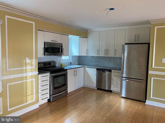Interior, Kitchen, Stainless Steel Appliances, Wood Texture Flooring