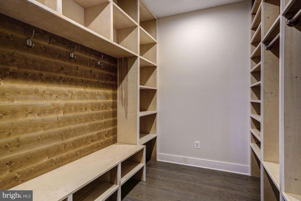 Interior, Recessed Lighting, Walk-in Closets, Wood Texture Flooring, Wooden Walls