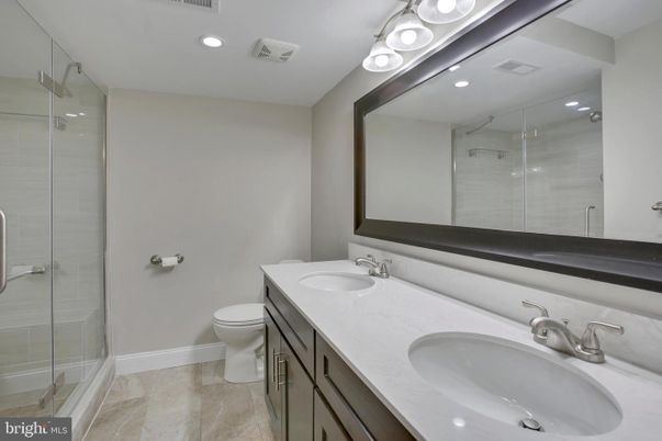 Bathroom, Dual Sink Vanities, Glass Shower, Interior, Recessed Lighting