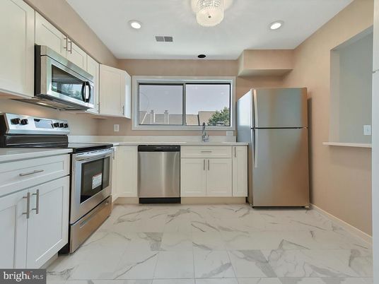 Interior, Kitchen, Marble, Recessed Lighting, Stainless Steel Appliances