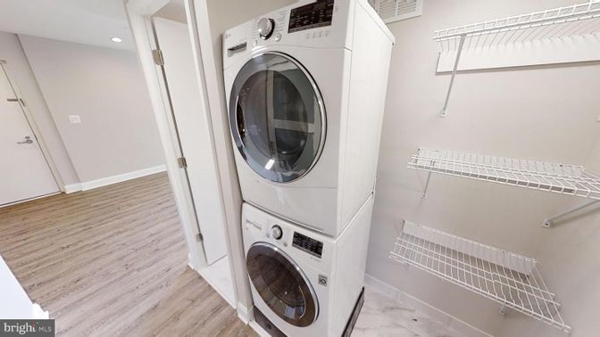 Interior, Recessed Lighting, Utility Closets, Washer, Wood Texture Flooring